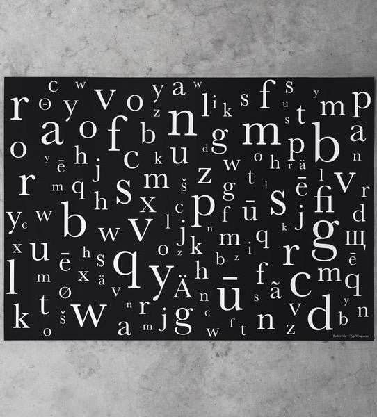 baskerville typeface gift wrapping paper