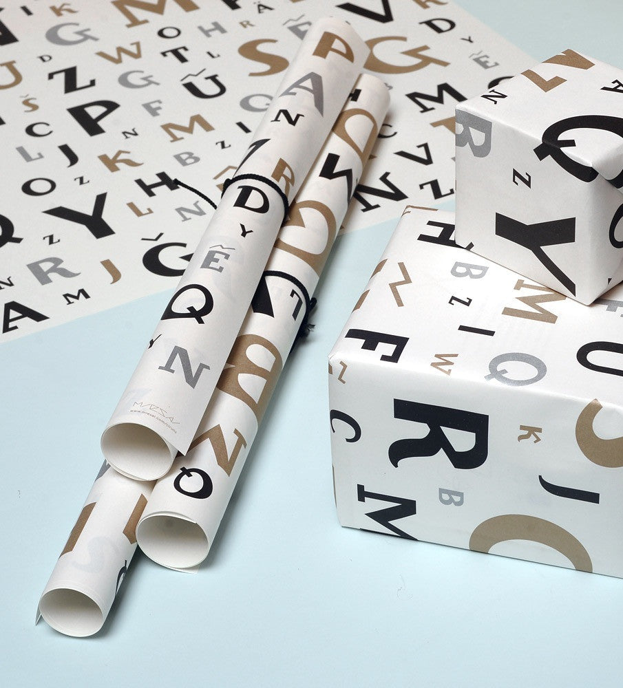 Cirulis display typeface gift wrapping paper