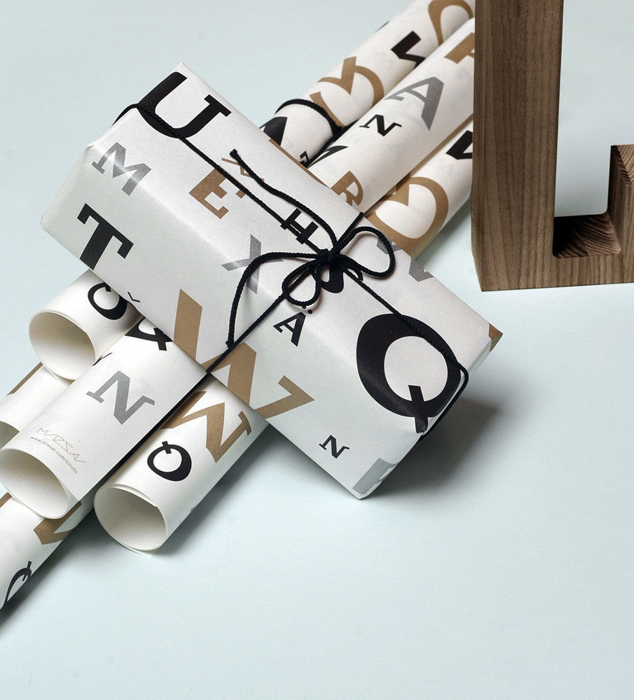 Cirulis display typeface gift wrapping paper
